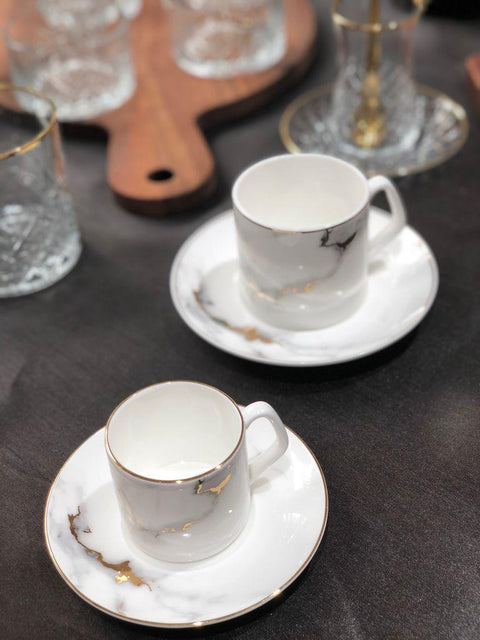 Bricard Drancy Marble Mokkatassen Set für 6 Personen