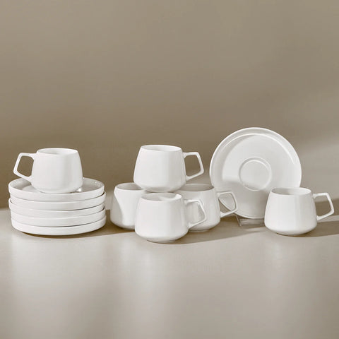Karaca Streamline Saturn Kaffeetassen-Set für 6 Personen weiß