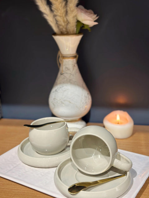 Bondy Beige Kaffeetassen-Set 4Tlg für 2Personen
