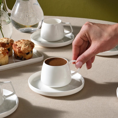 Karaca Streamline Saturn Kaffeetassen-Set für 6 Personen weiß