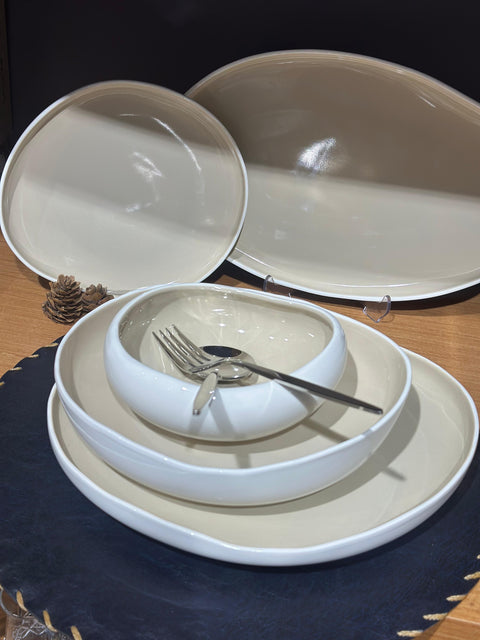 Bricard Barles weiß-Taupe Geschirr-Set 25Tlg