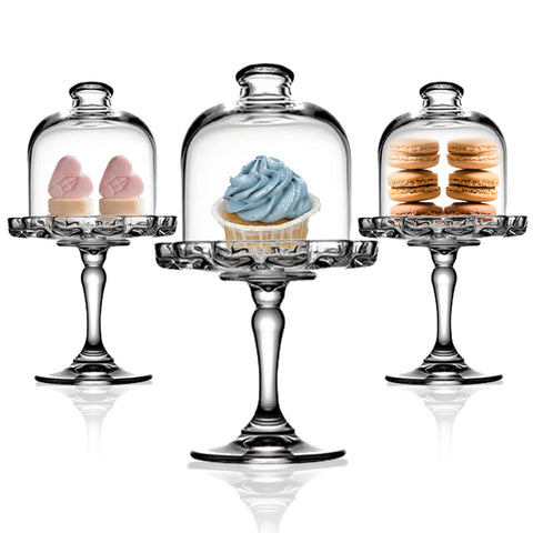 Pasabahce Mini Patisserie mit Haube und Glasbordüre, Höhe ca. 19 cm, 2-teilig aus Glas