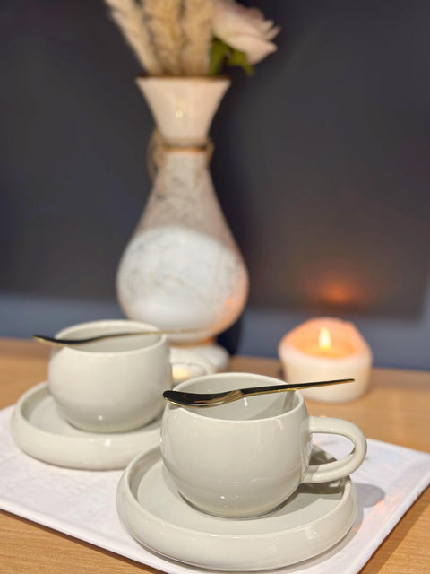 Bondy Beige Kaffeetassen-Set 4Tlg für 2Personen