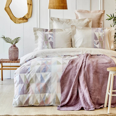 Karaca Home Frenela Lila Bettwäsche Set mit Tagesdecke