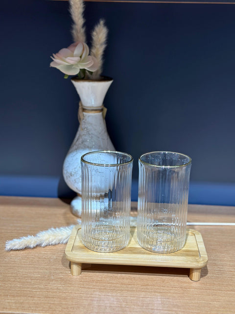 Rome Doppelwandig Becher mit Goldrand 37,5cl  2er Set