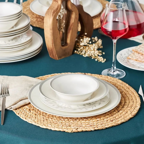 Karaca Roseanne Platin 24 Teile 6 Personen Porzellan-Geschirrset