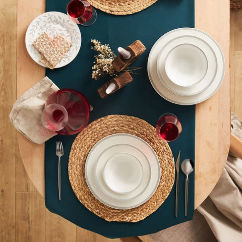 Karaca Roseanne Platin 24 Teile 6 Personen Porzellan-Geschirrset