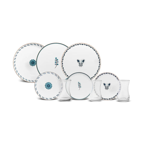 Karaca İznik Dessert-Set für 6 Personen, 18 teilig