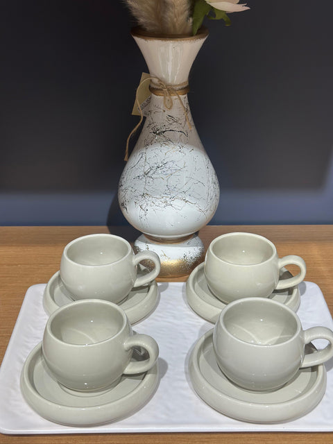 Bondy Beige Mokkatassen-Set 4Tlg für 2 Personen