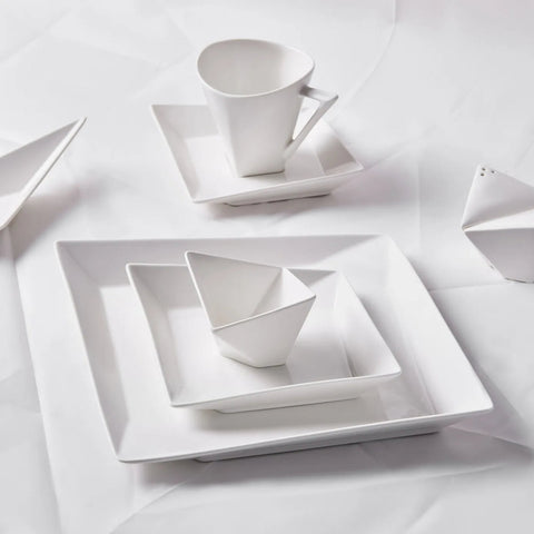 Karaca Origami für 6 Personen Quadrat Frühstücksset und Servierschalen, 26 Teilig, Porzellan