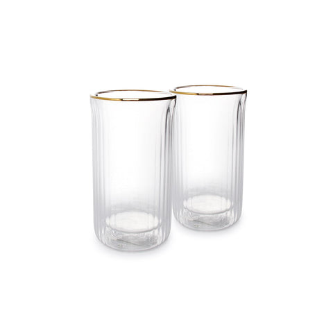 Rome Doppelwandig Becher mit Goldrand 37,5cl  2er Set