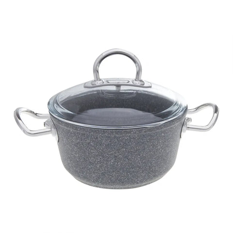 Karaca Silver Stone Granit 7-teiliges Kochtopf-Set mit Metallgriffen Induktion geeignet
