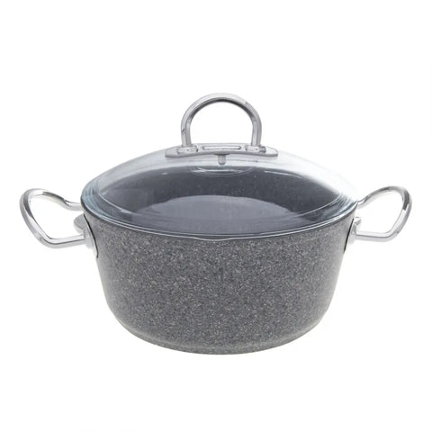 Karaca Silver Stone Granit 7-teiliges Kochtopf-Set mit Metallgriffen Induktion geeignet