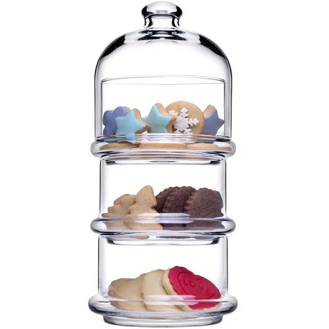 Pasabahce Villa Patisserie Aufbewahrung aus Glas 3 Stöckig mit Deckel