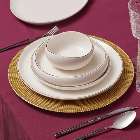 Karaca Streamline Hole Gold 59 Teiliges Für 12 Personen Tafelgeschirr Set Porzellan