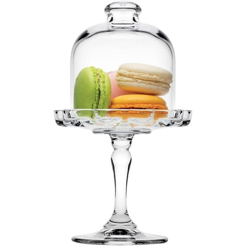 Pasabahce Mini Patisserie mit Haube und Glasbordüre, Höhe ca. 19 cm, 2-teilig aus Glas