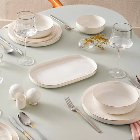 Karaca Streamline Scatola New Bone Geschirr Set Gold 57 Teile für 12 Personen