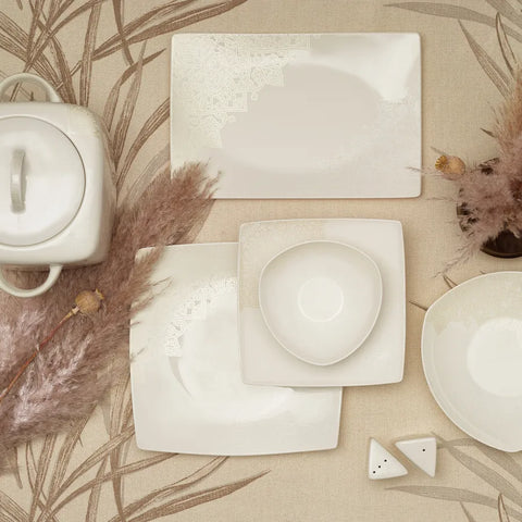 Karaca Seha Creme 60-teiliges Geschirrset für 12 Personen