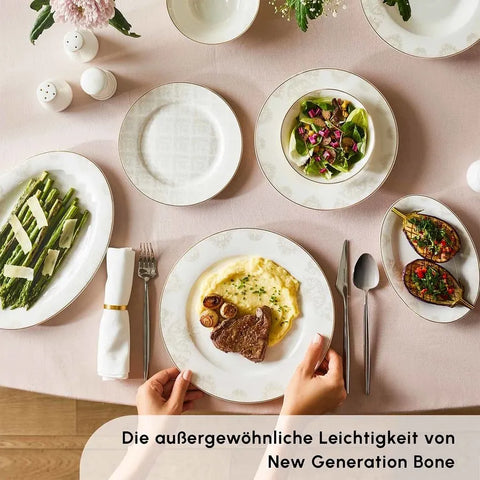 Karaca Siena 56-teiliges Essservice aus Porzellan mit Goldrand für 12 Personen