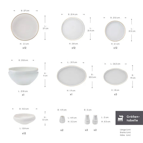 Karaca Streamline Sunset 59-teiliges Tafelgeschirr Set Porzellan für 12 Personen